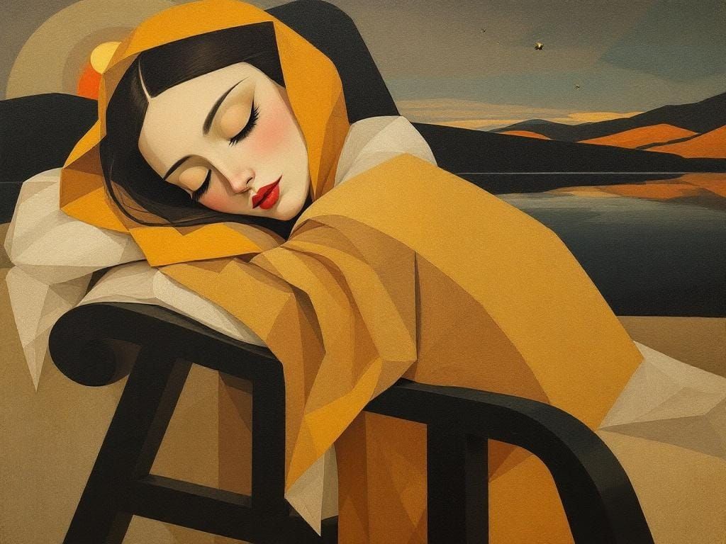 Sleepy Bumblebee in the Style of Modigliani