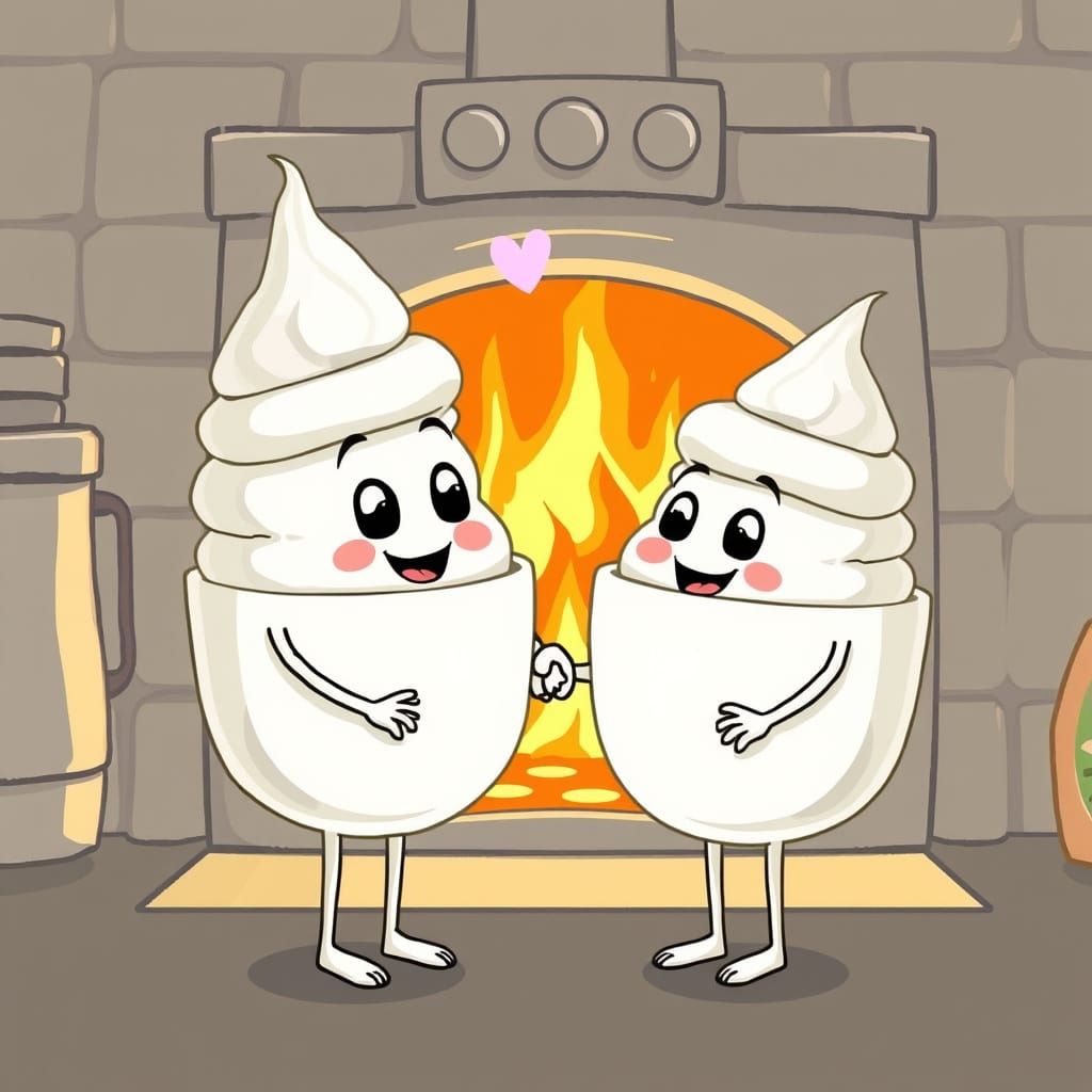 Cartoon Sour Cream Bowls in Love