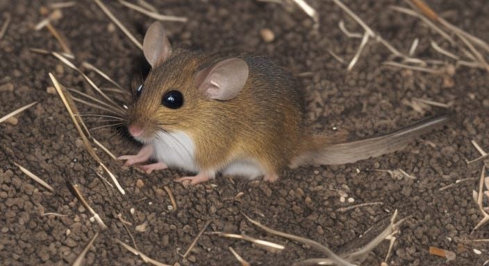 Vibrant Field Mouse with Red Eyes