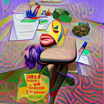 Anxious Student's Surreal Nightmare: Pop Art Poster