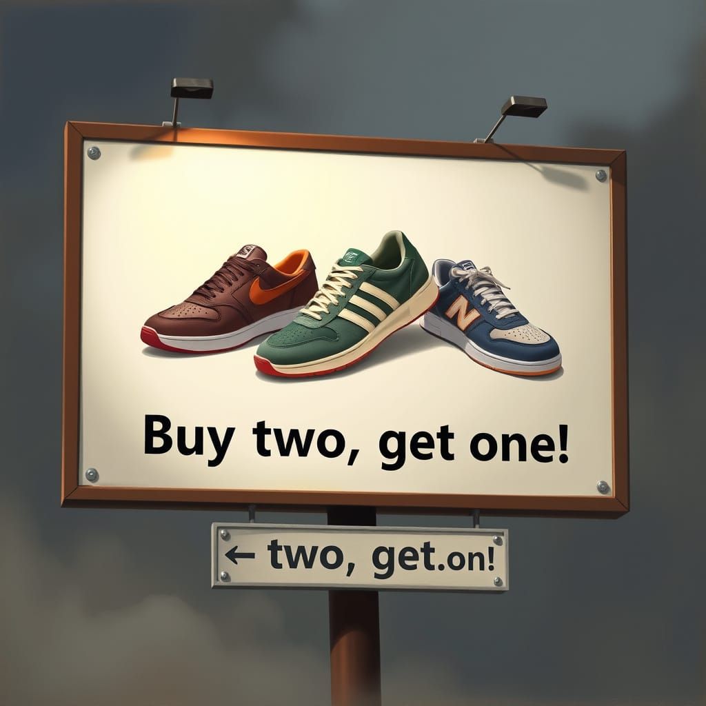 Vibrant Shoe Billboard in Detailed Matte Painting Style