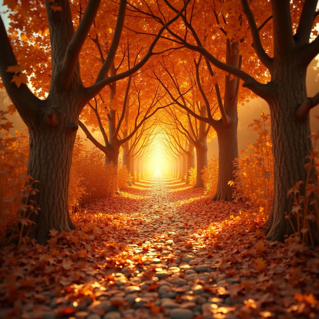 Mesmerizing Autumn Tunnel in Elastic Reality