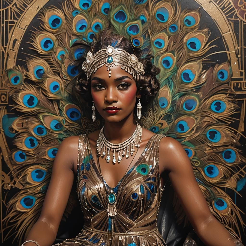 Art Deco Portrait of Flapper with Graffiti