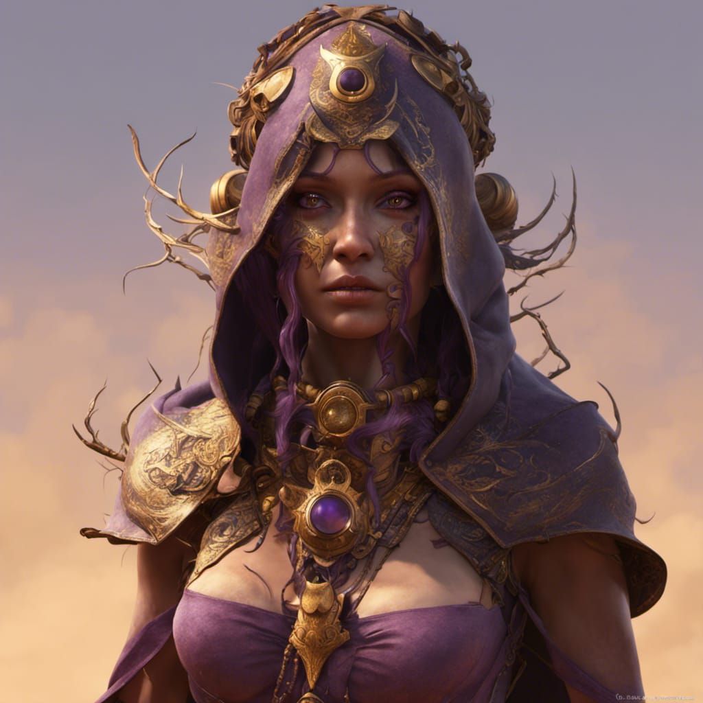 Sand Elf Druid in Dark Fantasy Style