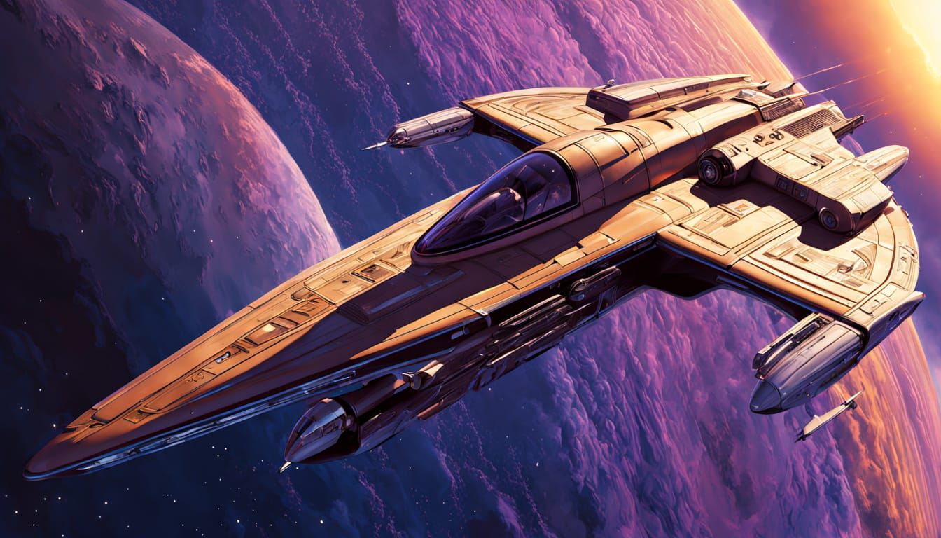 Star Cruiser Soaring Through Space in Digital Art