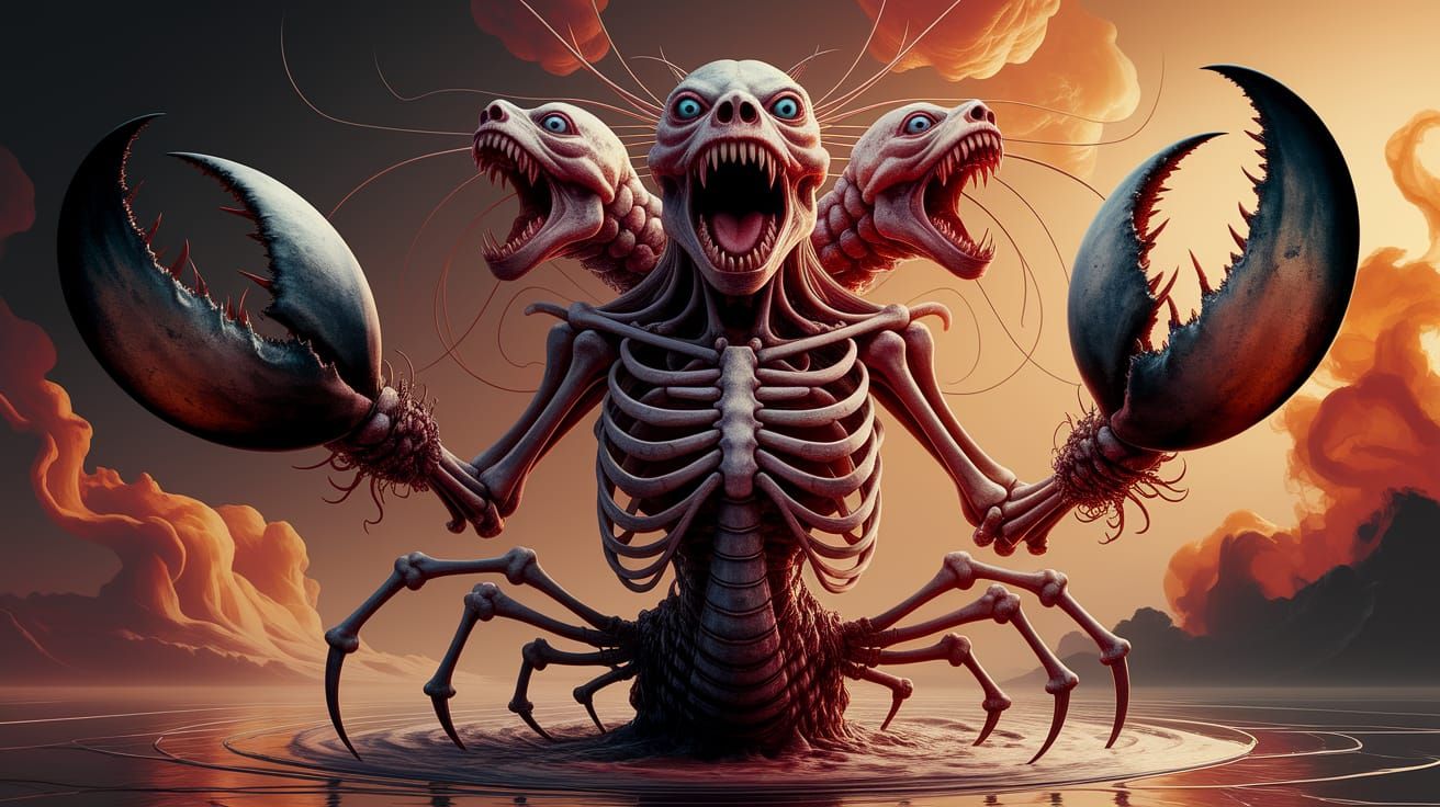 Ferali Beast with Claws and Bone Armor, Alcohol Ink Style