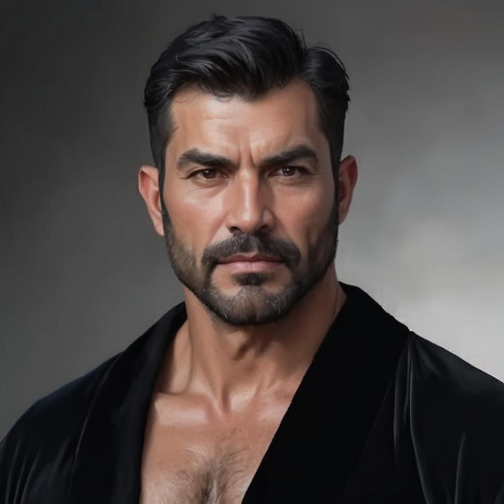 Peruvian Man in Velvet Robe: Impressionist Seascape