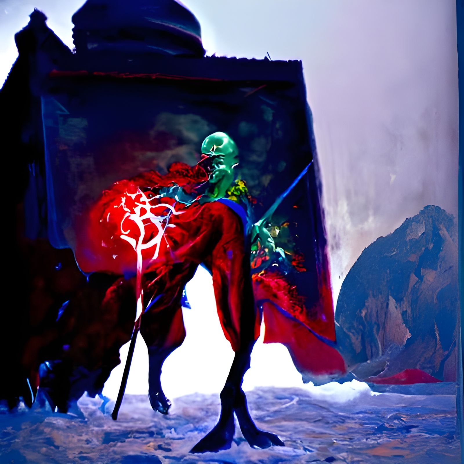 Surreal Holographic Illustration of Power, Courage, Wisdom