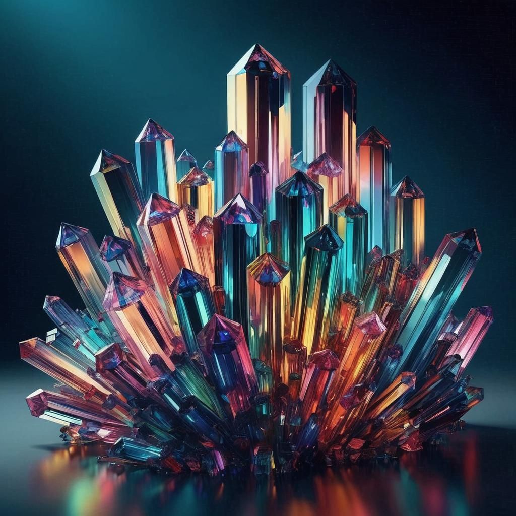 Iridescent Crystal Prism Reflecting Rainbow Light