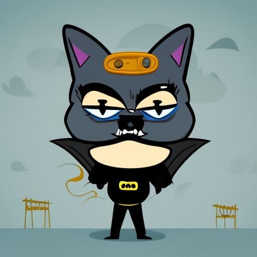 caricature cat-bat