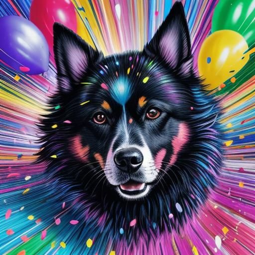 Dogs' Anime Party in Vibrant Colors