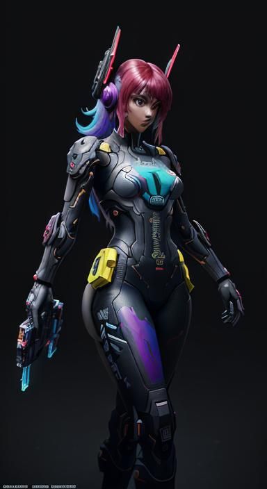 Nintendo Switch Girl in Anime Cyberpunk Style