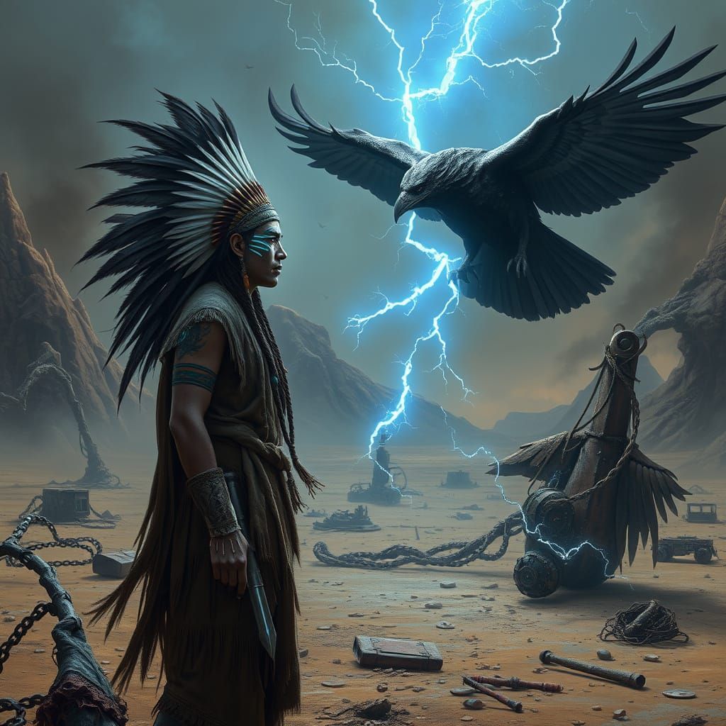 Shaman Summons Raven in Alien Wasteland