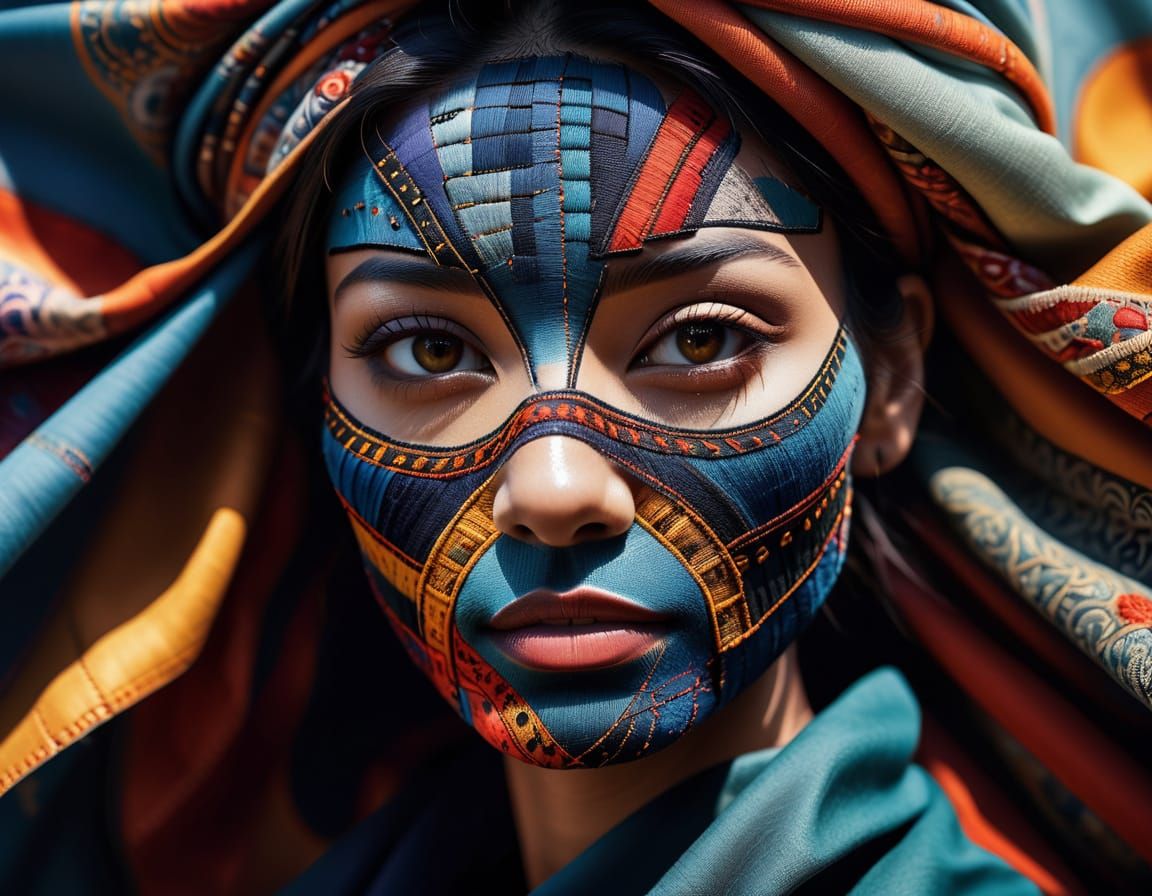 Vibrant Folk Embroidery Mask in Close-Up