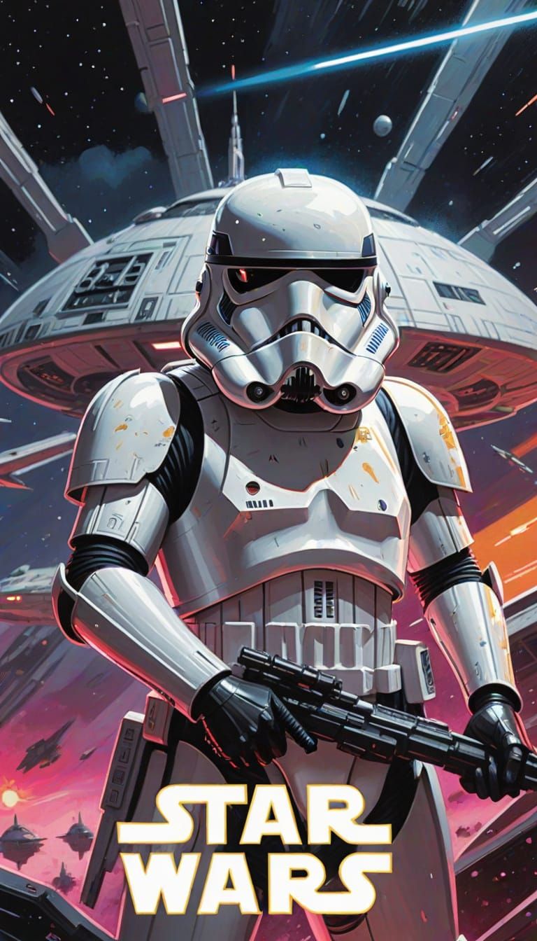 Stormtrooper on Spaceship in Comic Book Style