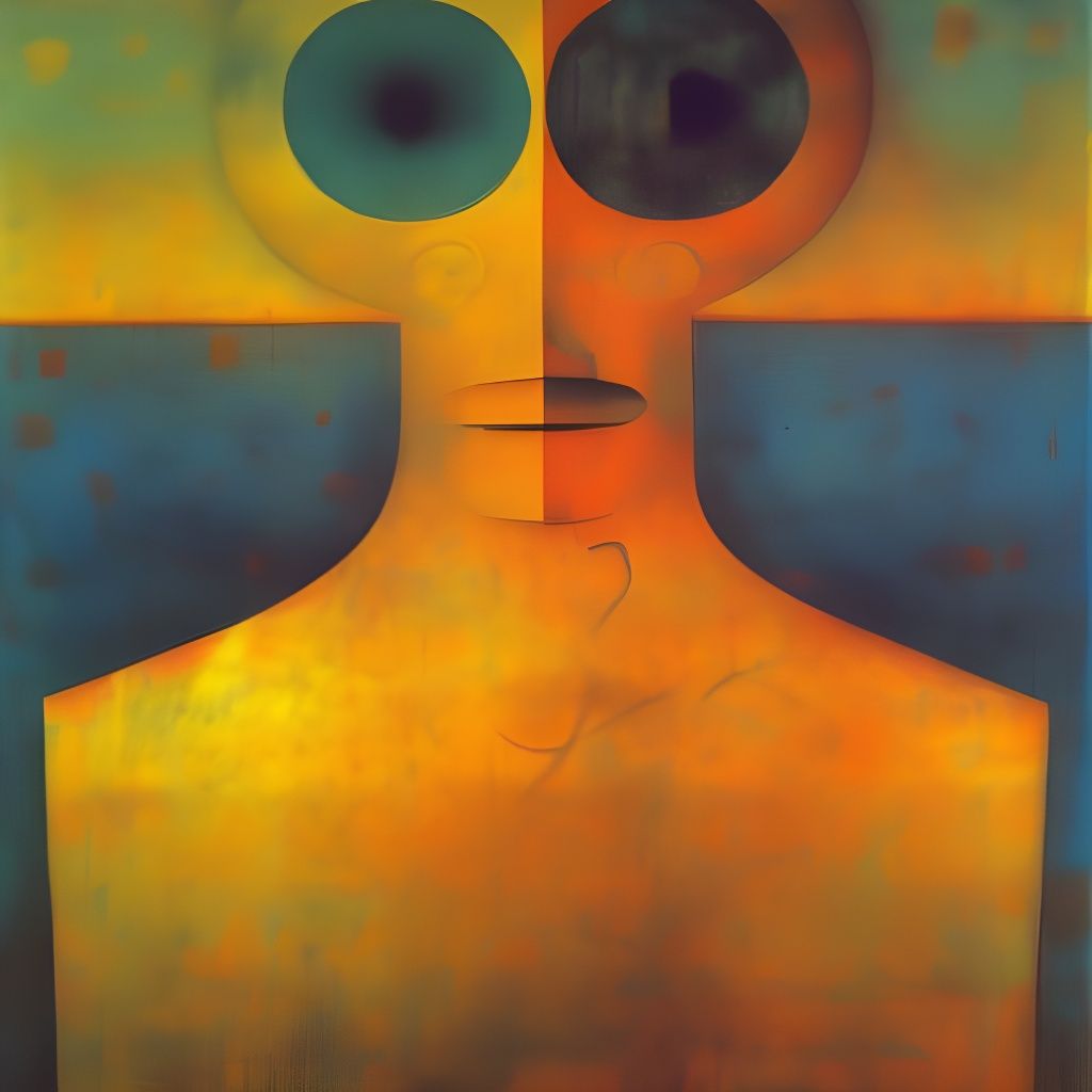 Distorted Figurehead in Abstract Expressionism Style