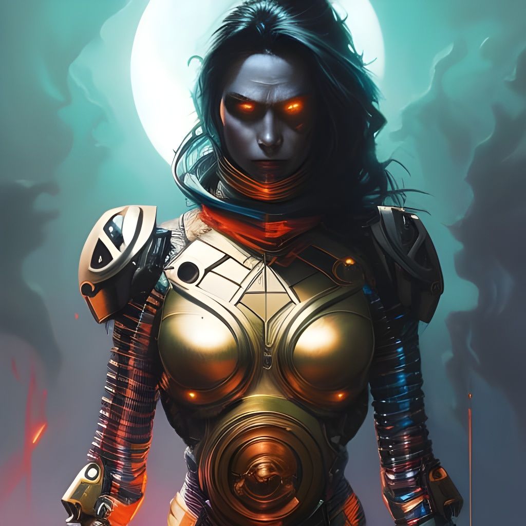 Hyperdetailed Cyborg Crayon Caricature in Vivid Colors