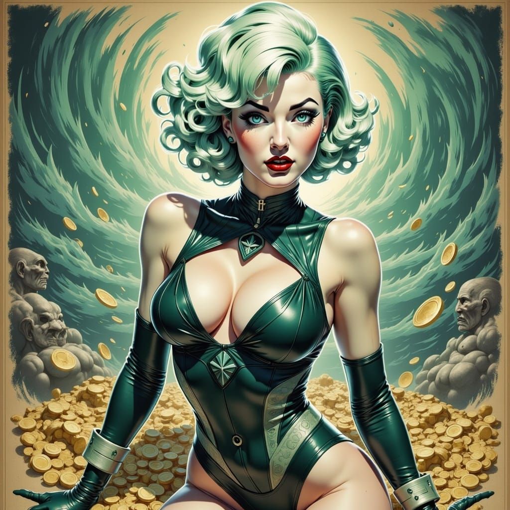 Triumphant Thief in Anime Style Amidst Treasure Trove