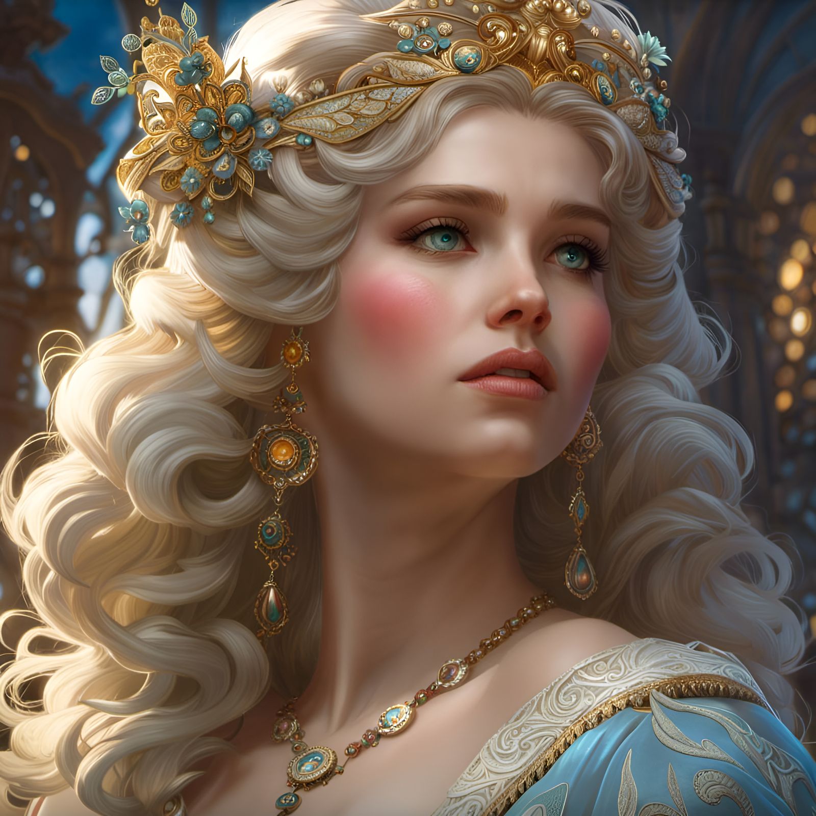 Gorgeous Woman in Rococo Style, Hyperdetailed