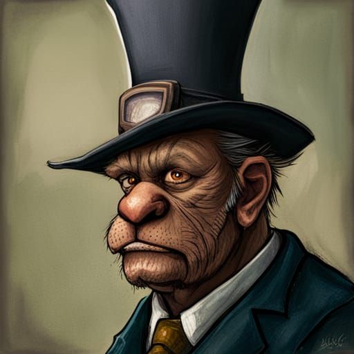 Bugbear in Top Hat, DiTerlizzi Style Portrait