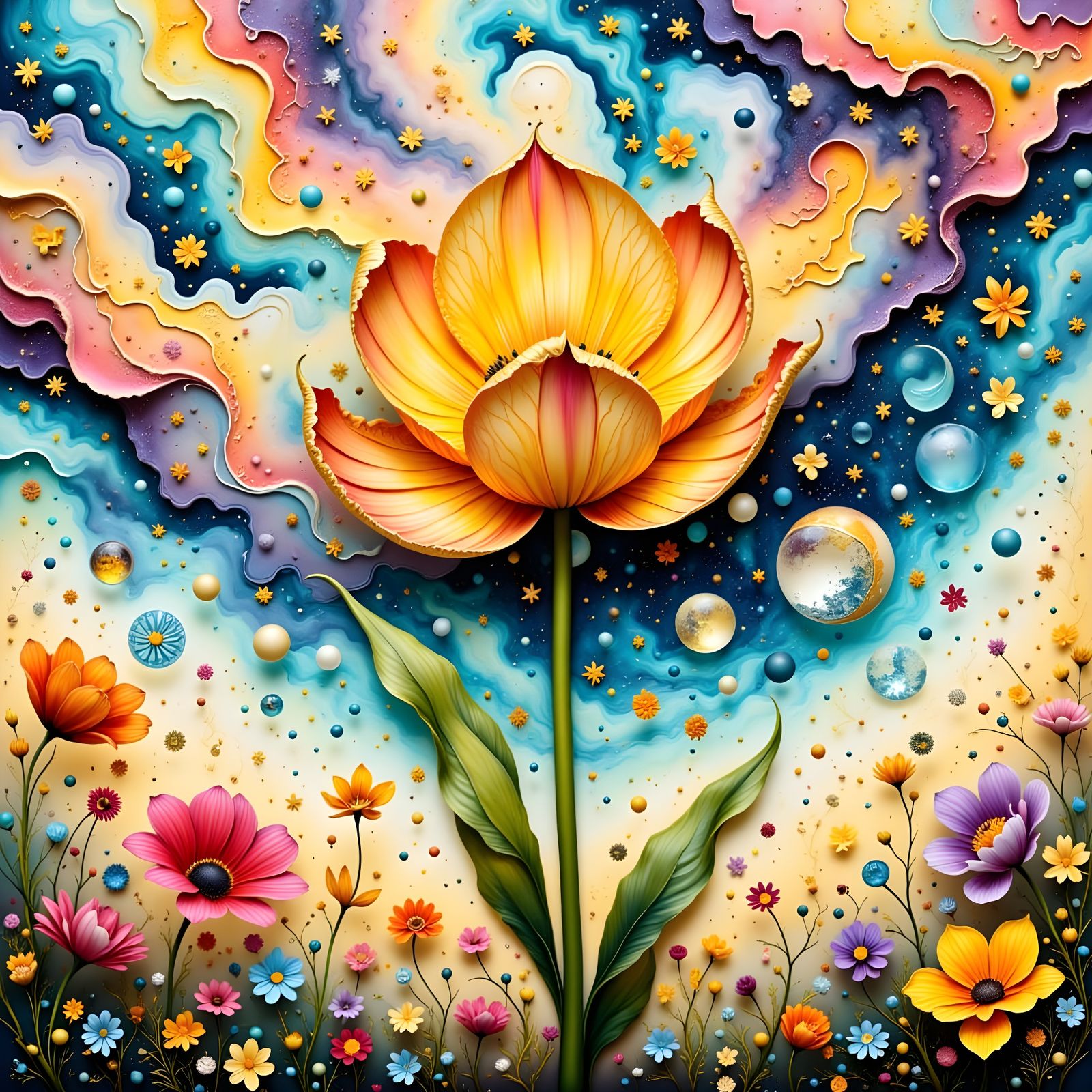 Celestial Garden with Starlight Tulip