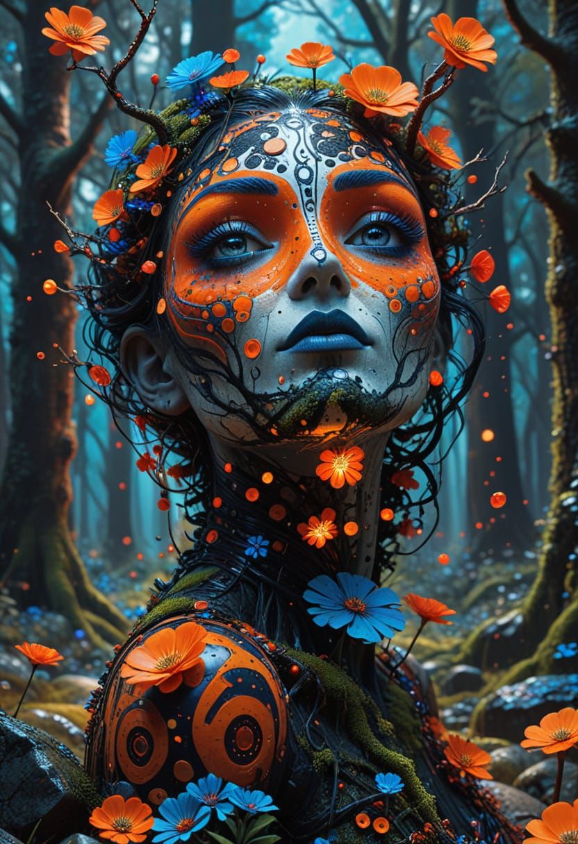 Surreal Woodland Scene in Bold Pop Art Style