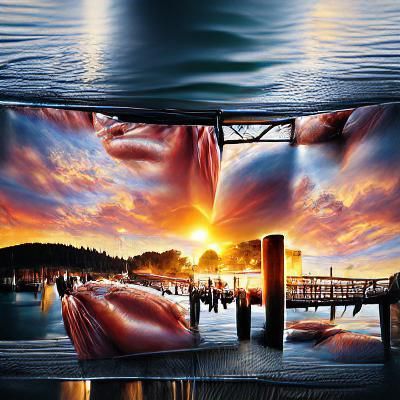 Hyperrealistic Sunset Over Dock Bay in 8K