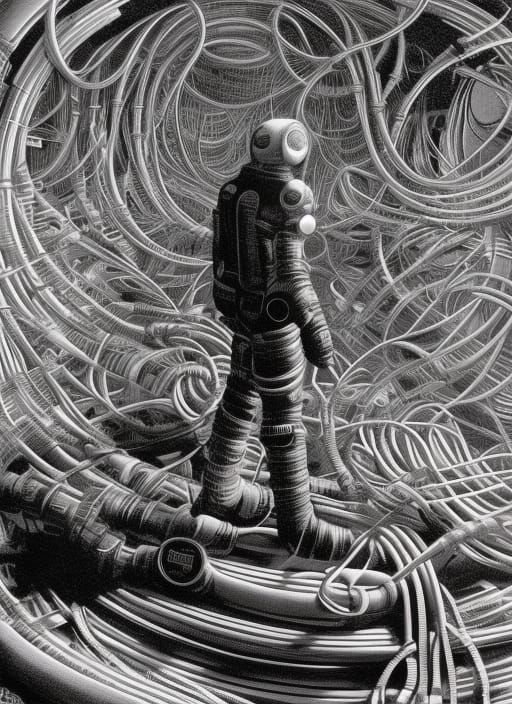 Astronaut Finds Dormant Alien Cyborg in Wasteland