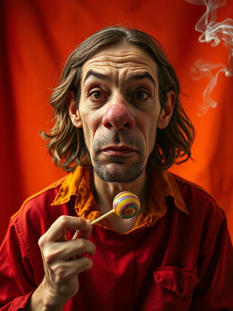 Jesus Caricature with Bulbous Nose in Surreal Photo