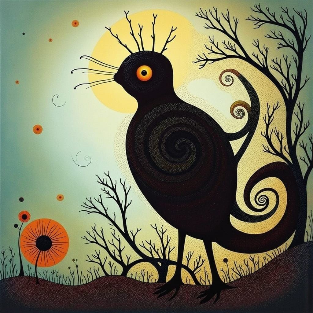 Pointillist Landscape with Vibrant Colors