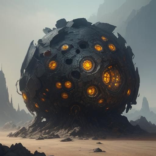 Robotic Wasp Nest in Metallic Shell: Fantasy Concept Art