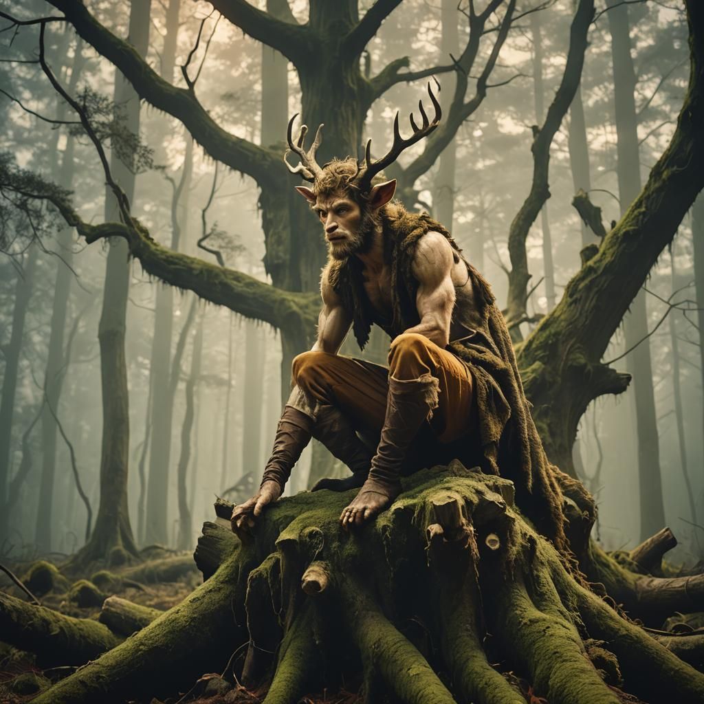 Mr. Tumnus in Misty Forest, Cinematic Film Still