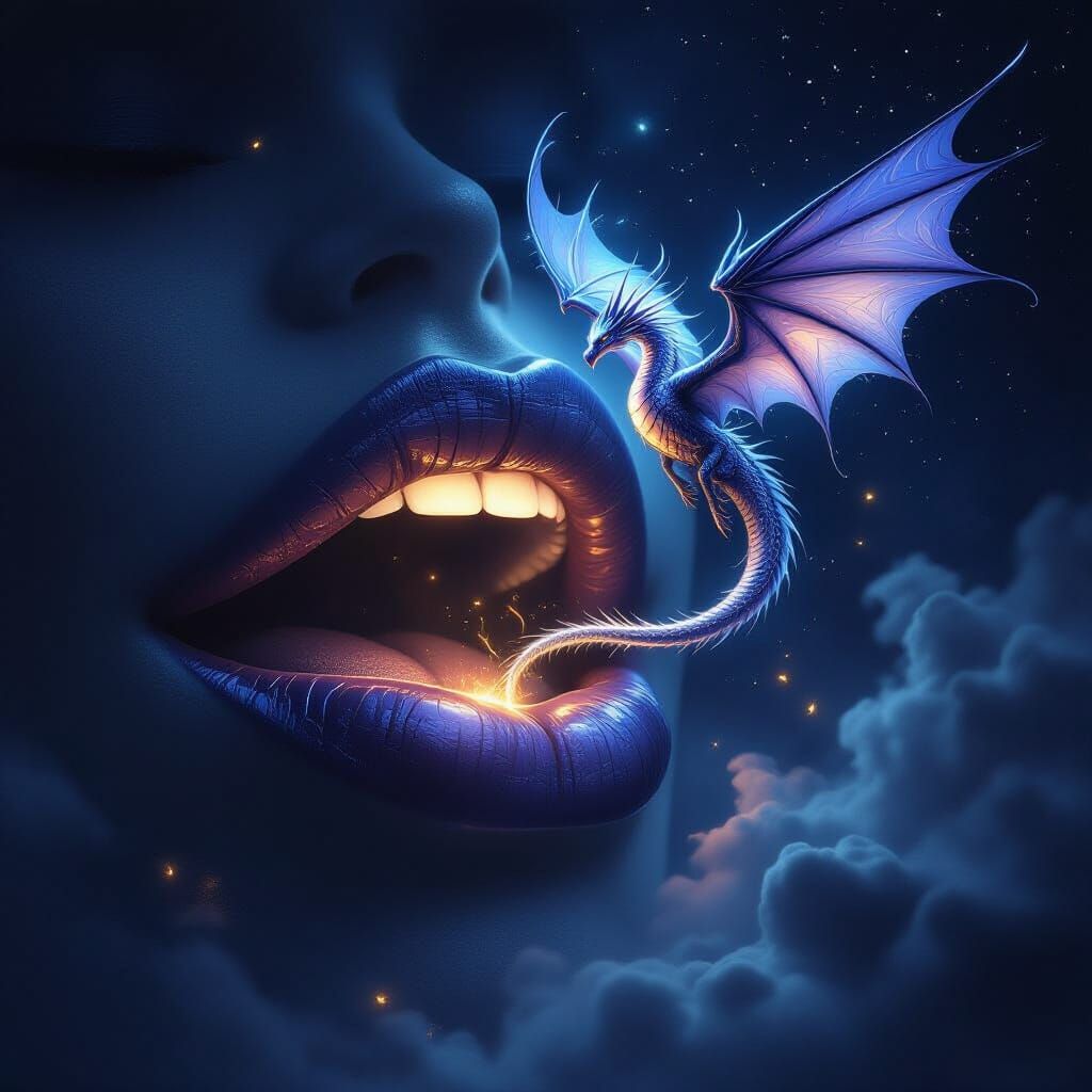 Mystical Dragon Emerges From Giant Mouth Gateway