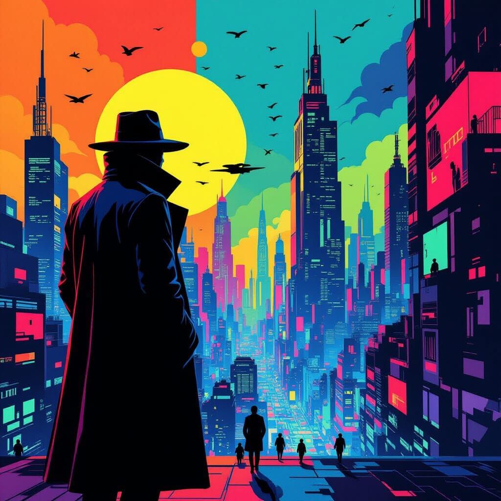 Dystopian Big Brother Surveils City in Surreal Style