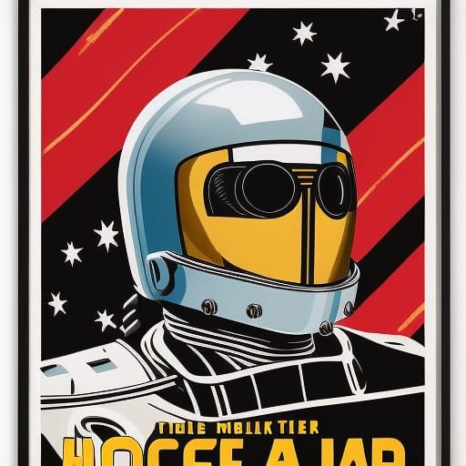 Retro-Futuristic Movie Poster: Dog Helmet in Space
