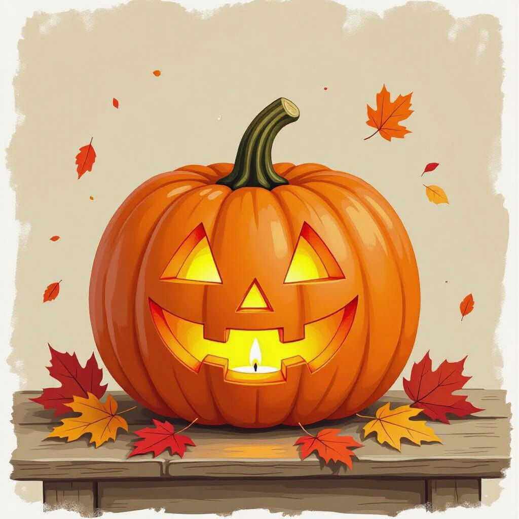 AI Generated Pumpkin With Silly Carved Face