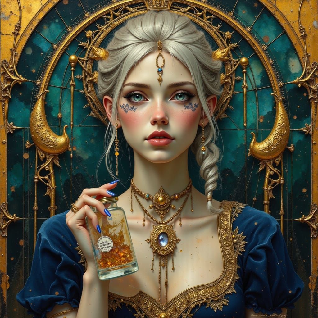 Baroque Ethereal Woman in Velvet Gown