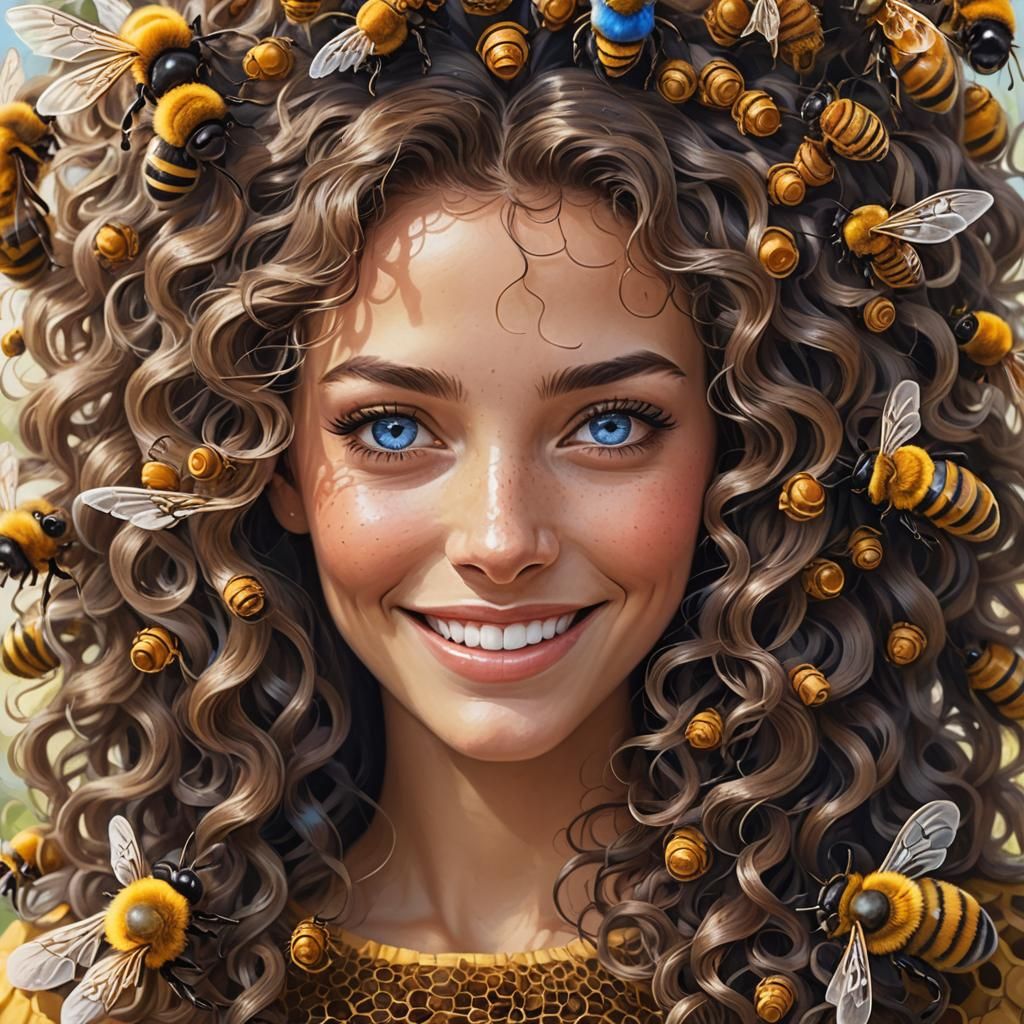 Hyperrealistic Portrait with Beehive Hairdo