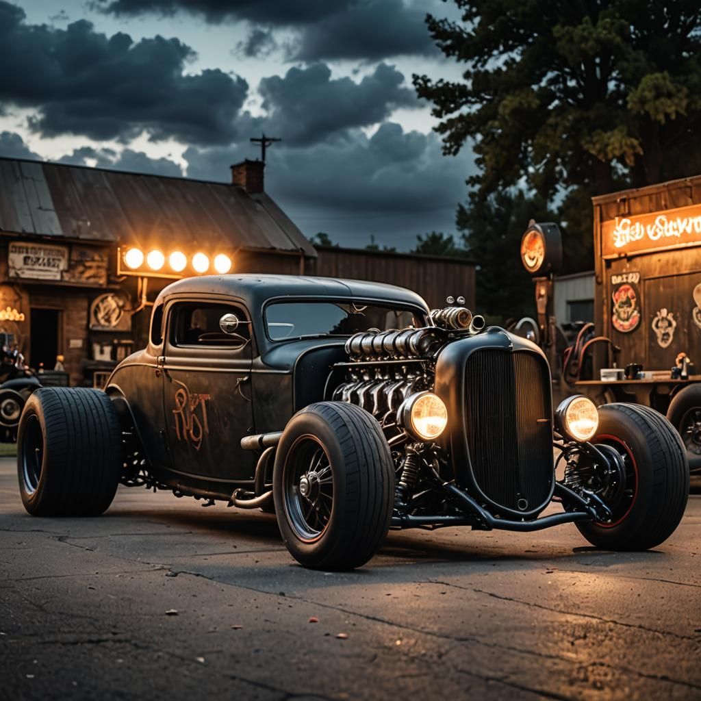Twin Turbo Rat Rod in Dynamic Lighting