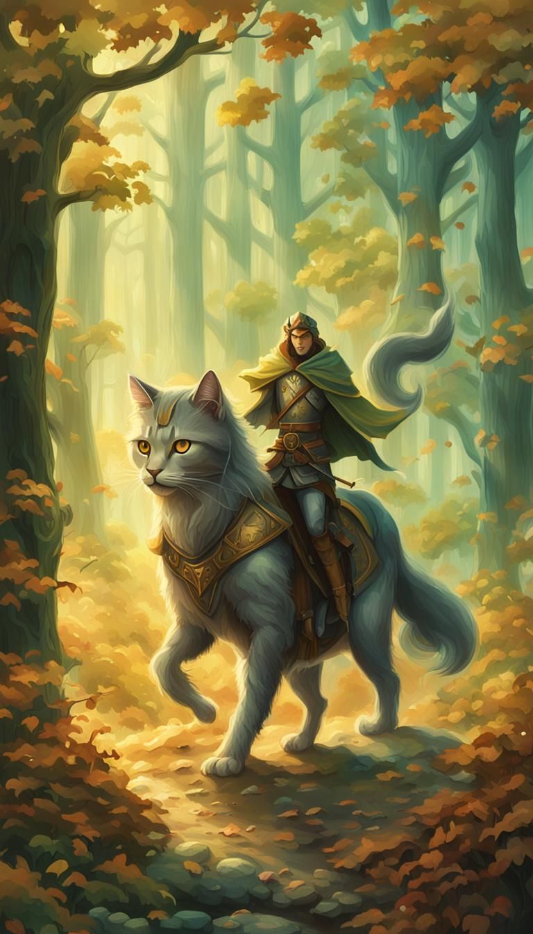 King Arthur the Cat in Mystical Forest