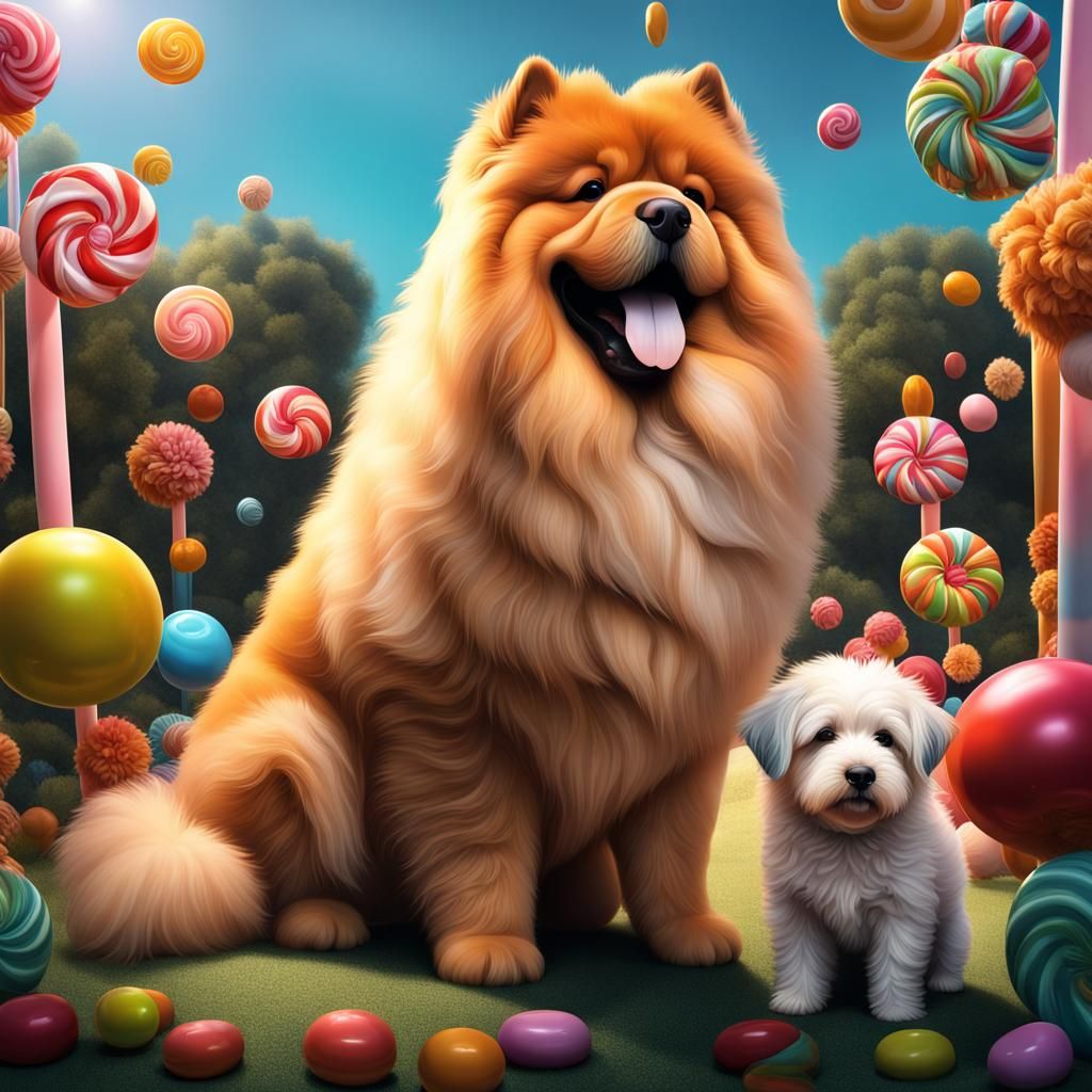 Chow Chow and Golden Doodle in Candy Art