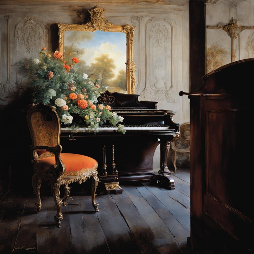 Luxurious Grand Piano in Futuristic Ambiance