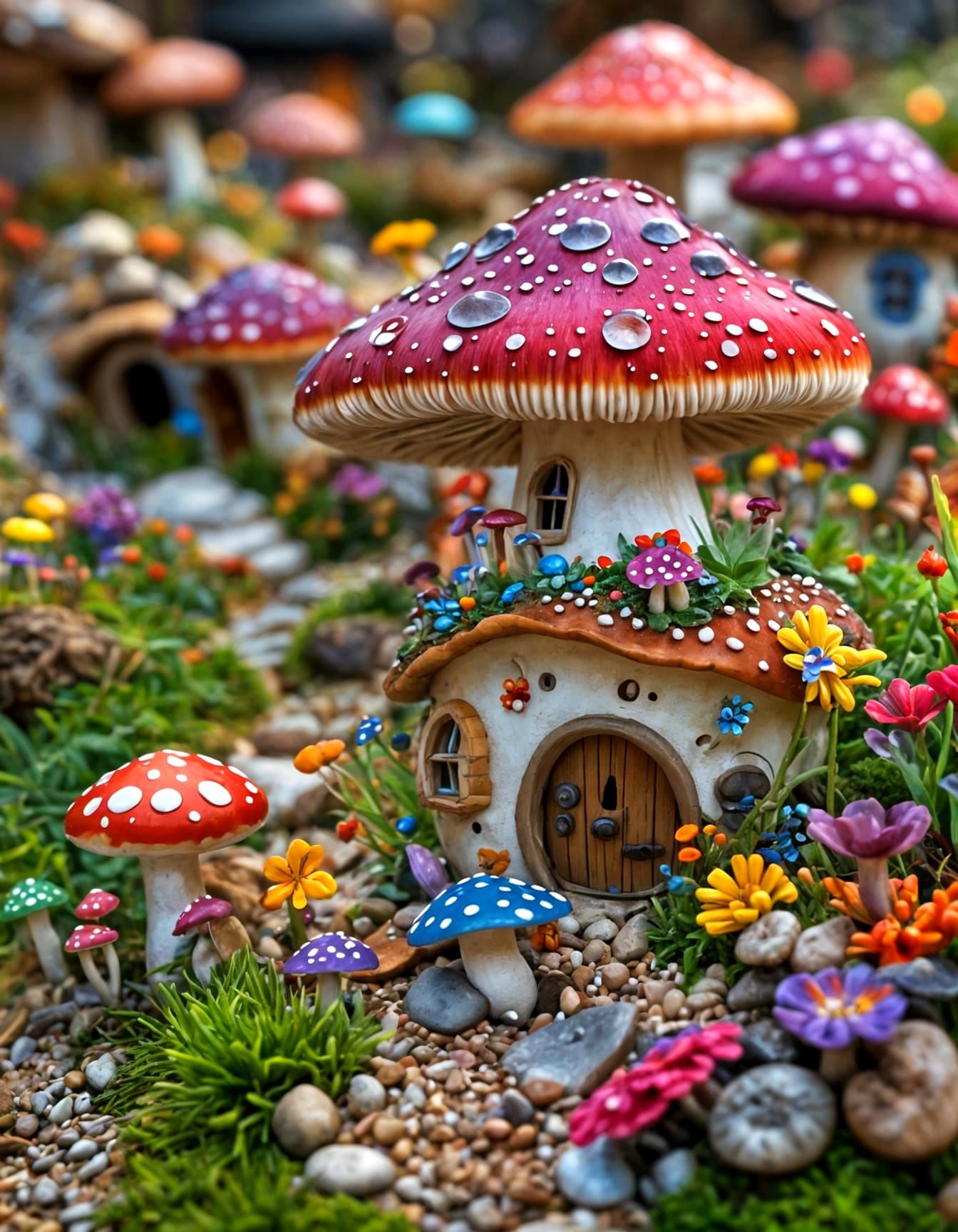 Psychedelic Fairy Village of Mushroom Houses