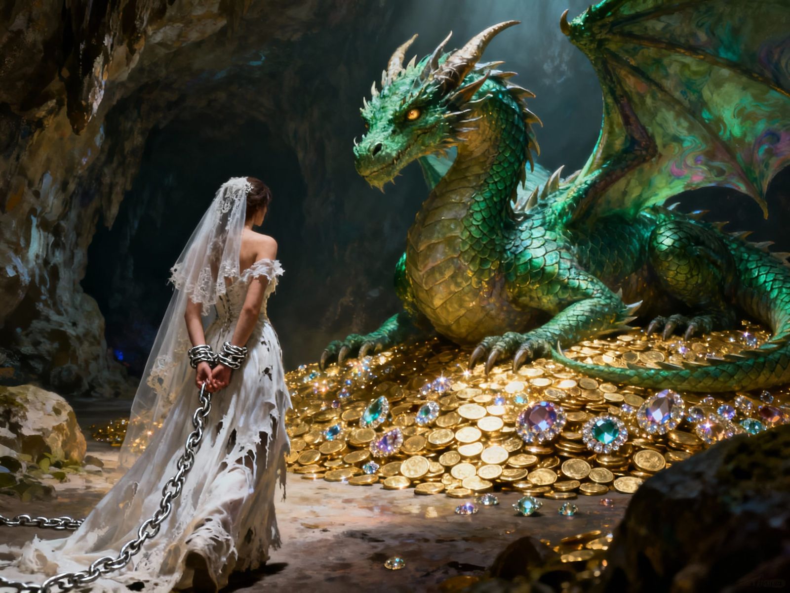Bride Sacrificed to Dragon in Cave Artwork