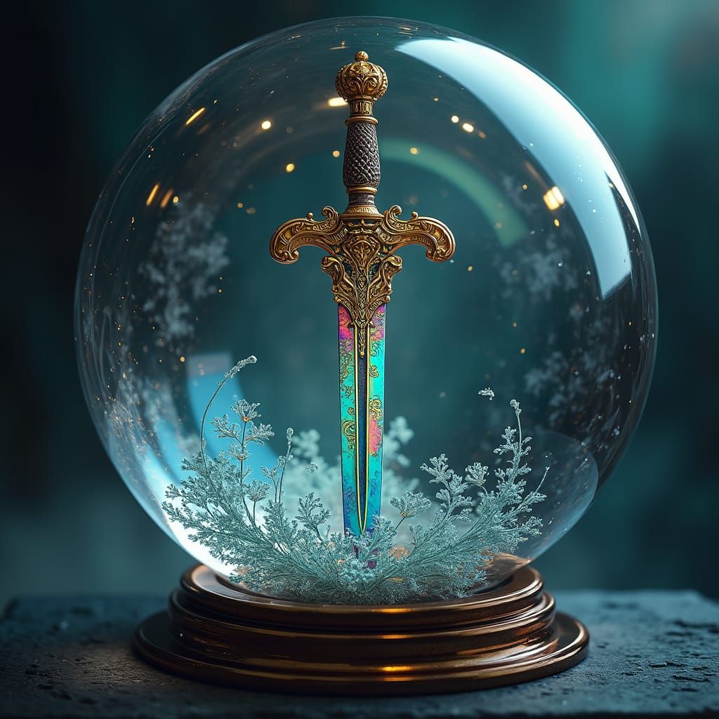 Mystical Rapier in Glass Crystal Ball