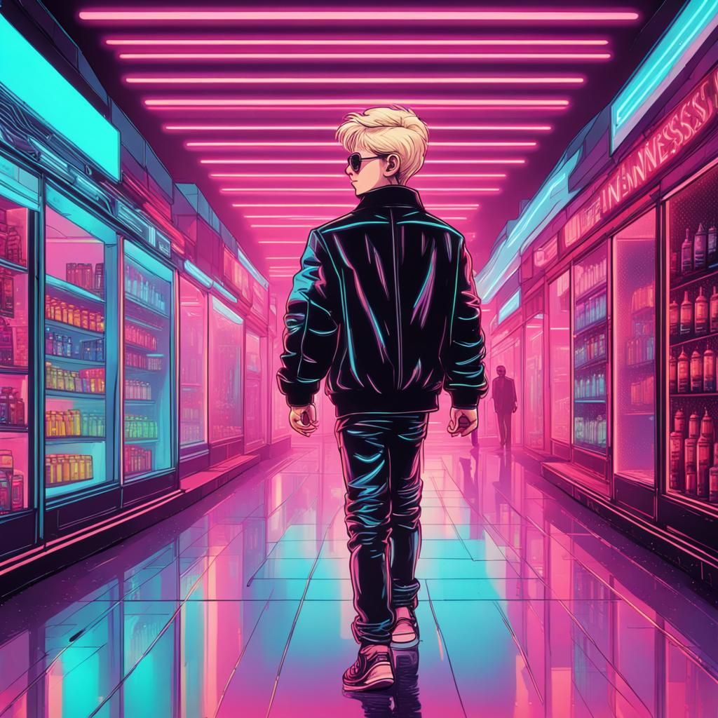 Boy in Guinness Jacket: Synthwave Neon Retro