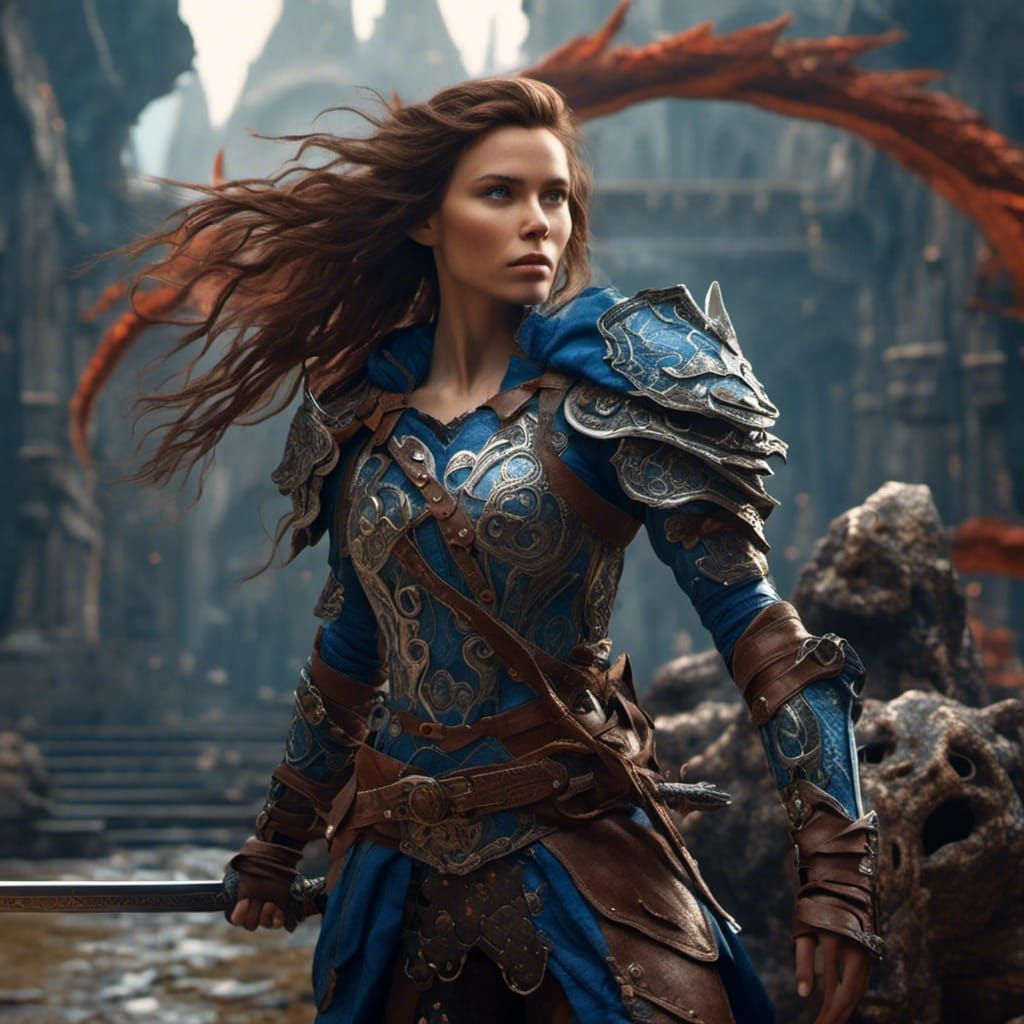 Half-Elf Warrior in Donjons and Dragons Style