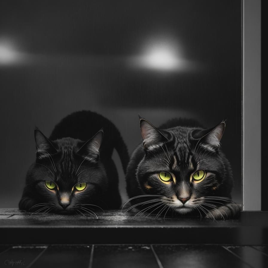 Film Noir: Angry Cat in Rainy Cityscape