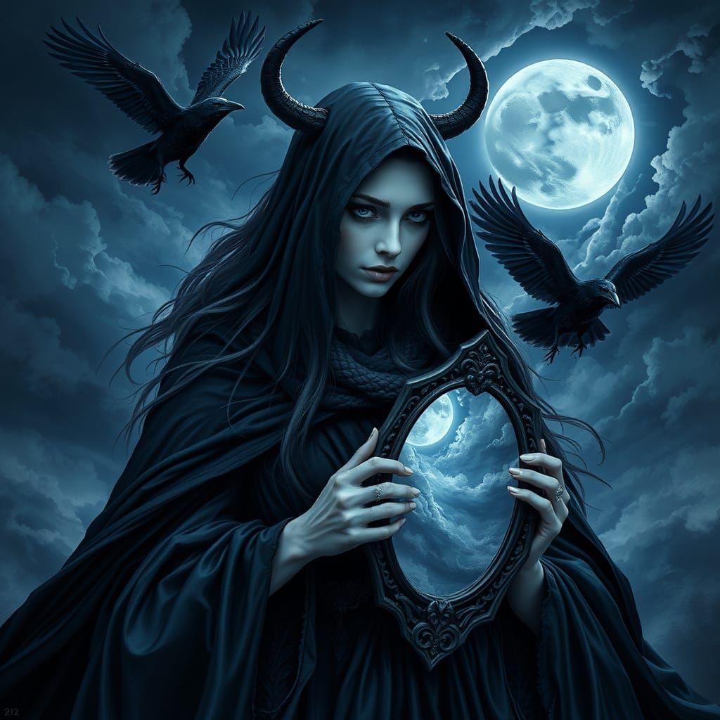 Skuld, Norn of Future, Reflecting Fate in a Gothic Norse Sty...