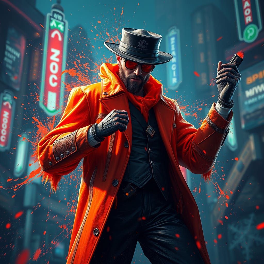 Dynamic Concept Art in Orange and Teal